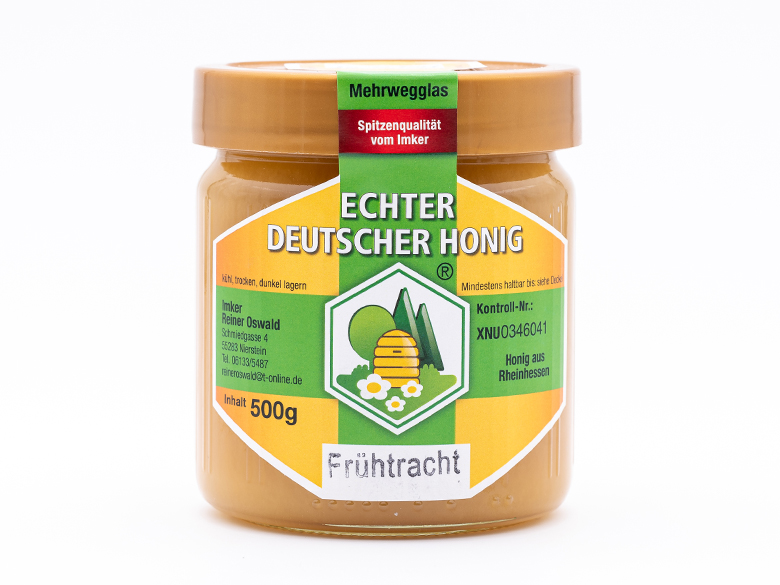 500 g Deutscher Honig: Frühtracht – Imker Reiner Oswald aus Nierstein. Foto: Benz Digital, Stephan Benz